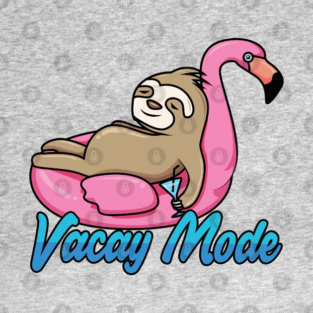 Vacay Mode Funny Sloth Cartoon by Mandra